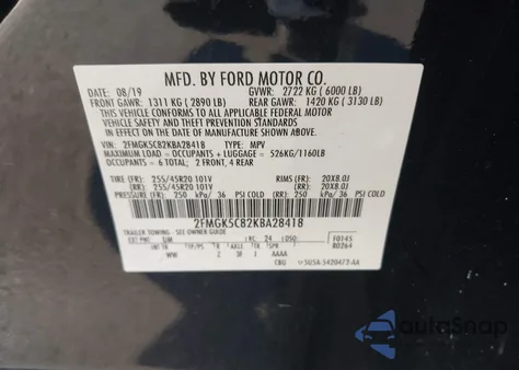 2019 Ford Flex Sel z USA, uszkodzony, nr VIN 2FMGK5C82KBA28418